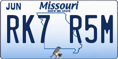 MO license plate RK7R5M