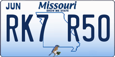 MO license plate RK7R5O