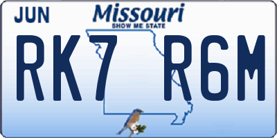 MO license plate RK7R6M
