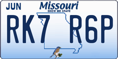 MO license plate RK7R6P