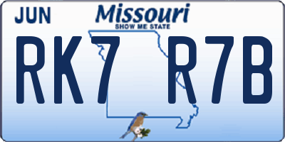 MO license plate RK7R7B