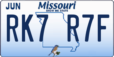 MO license plate RK7R7F