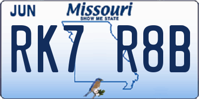 MO license plate RK7R8B