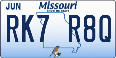 MO license plate RK7R8Q