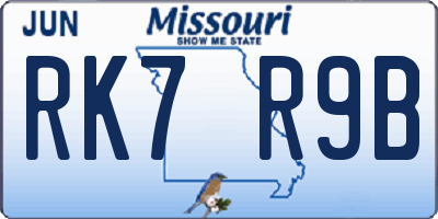 MO license plate RK7R9B
