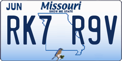 MO license plate RK7R9V