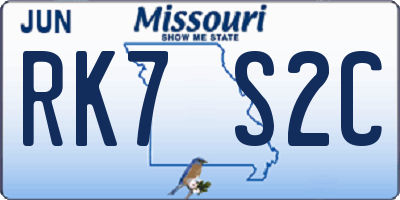 MO license plate RK7S2C