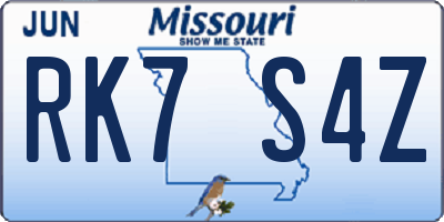 MO license plate RK7S4Z