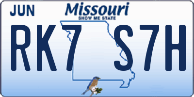 MO license plate RK7S7H