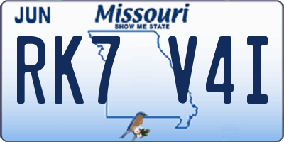 MO license plate RK7V4I
