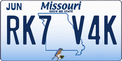 MO license plate RK7V4K