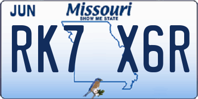 MO license plate RK7X6R