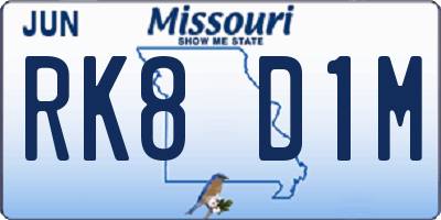 MO license plate RK8D1M