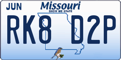 MO license plate RK8D2P