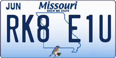 MO license plate RK8E1U