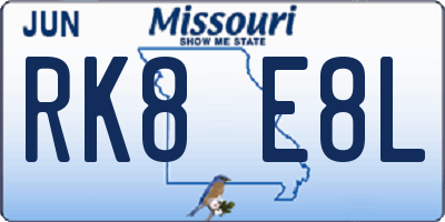MO license plate RK8E8L