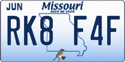 MO license plate RK8F4F