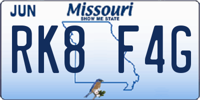MO license plate RK8F4G