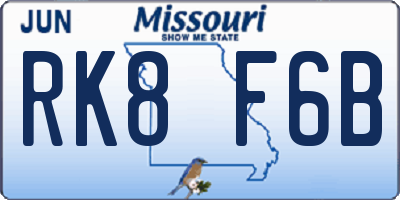 MO license plate RK8F6B