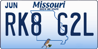 MO license plate RK8G2L
