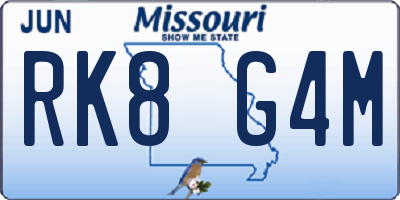 MO license plate RK8G4M