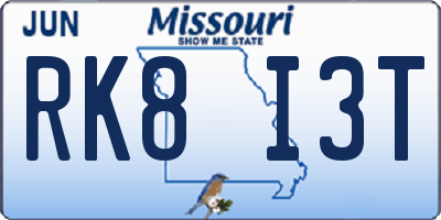 MO license plate RK8I3T
