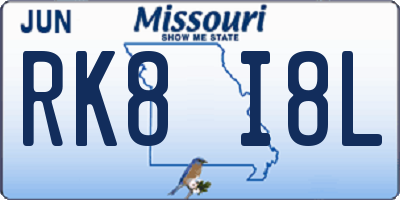 MO license plate RK8I8L