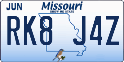 MO license plate RK8J4Z