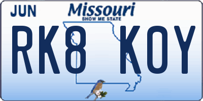 MO license plate RK8K0Y