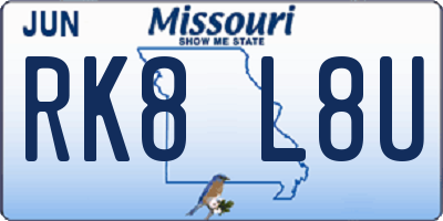 MO license plate RK8L8U