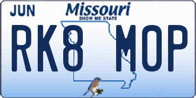 MO license plate RK8M0P