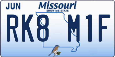 MO license plate RK8M1F