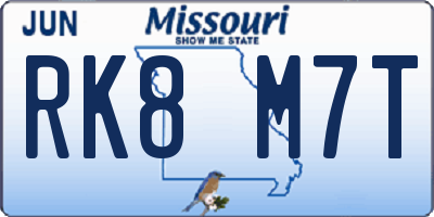 MO license plate RK8M7T