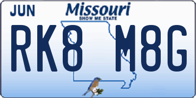 MO license plate RK8M8G