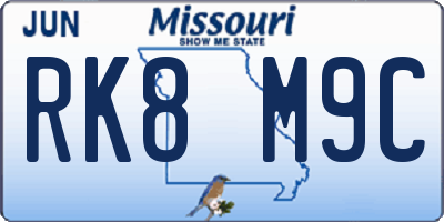 MO license plate RK8M9C