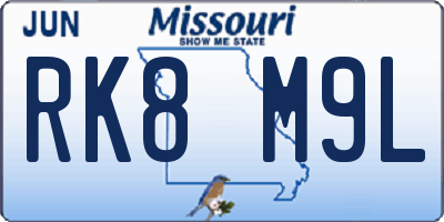 MO license plate RK8M9L