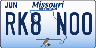 MO license plate RK8N0O