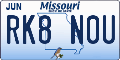 MO license plate RK8N0U