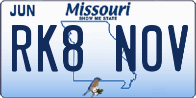 MO license plate RK8N0V
