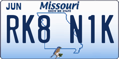 MO license plate RK8N1K