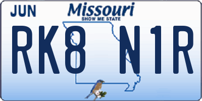 MO license plate RK8N1R