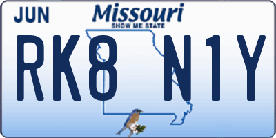 MO license plate RK8N1Y