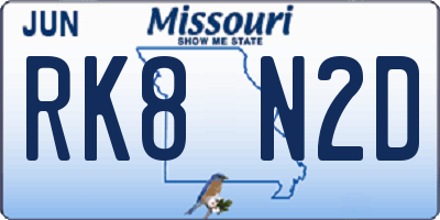 MO license plate RK8N2D