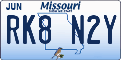 MO license plate RK8N2Y