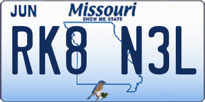 MO license plate RK8N3L