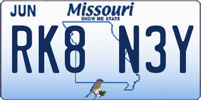 MO license plate RK8N3Y