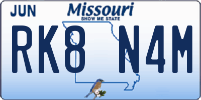 MO license plate RK8N4M