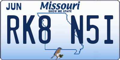 MO license plate RK8N5I