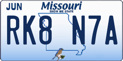 MO license plate RK8N7A
