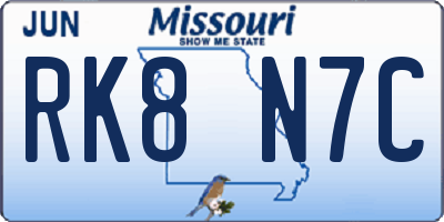 MO license plate RK8N7C